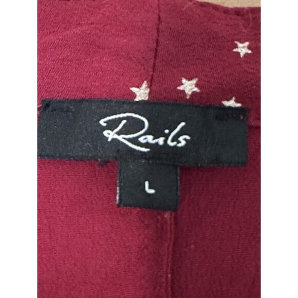 Rails Sloane Top Rogue Gradient Stars V Neck Tie Front Long Sleeve Shirt Large - Picture 6 of 10